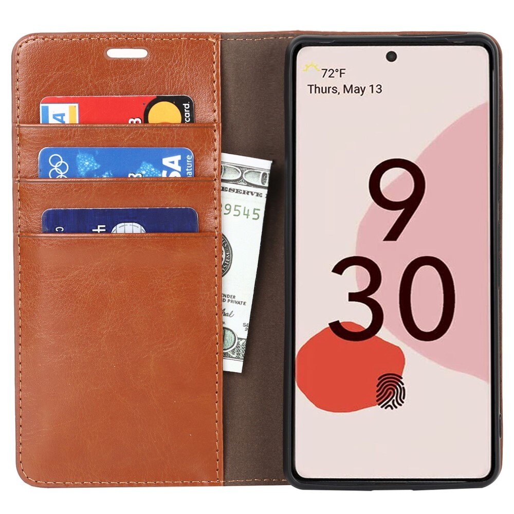 Google Pixel 7 Handytasche aus Echtem Leder Braun