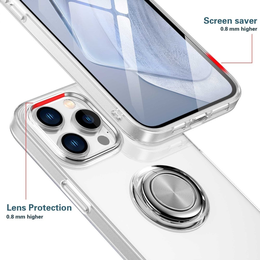 iPhone 14 Pro TPU-Kickstand-Hülle Finger Ring, Transparent