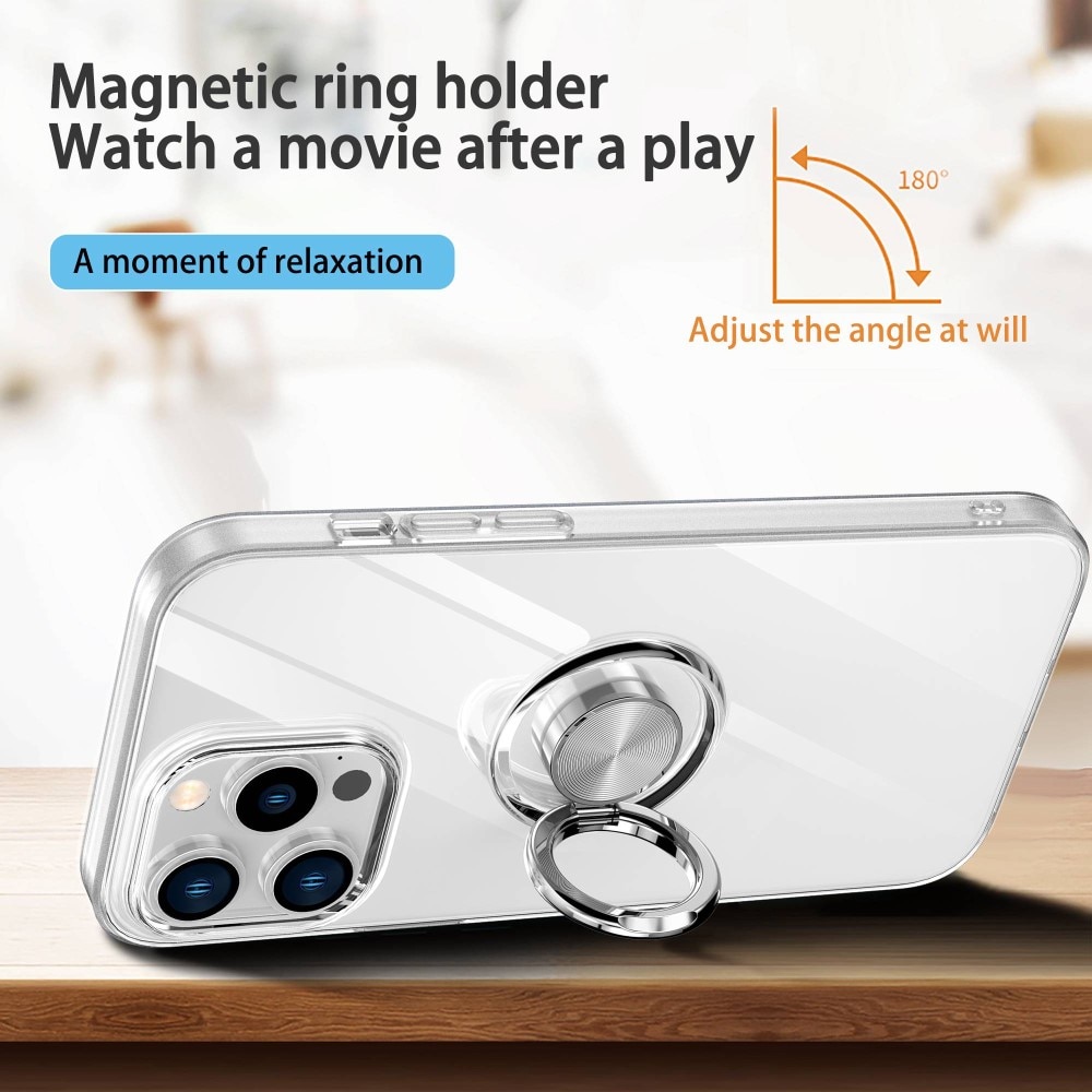 iPhone 14 Pro Max TPU-Kickstand-Hülle Finger Ring, Transparent