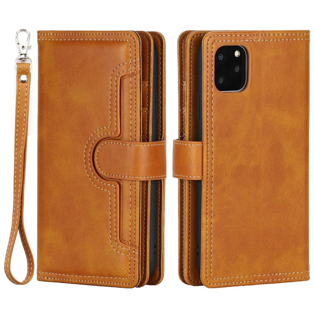 iPhone 14 Lederhülle Multi-slot Cognac