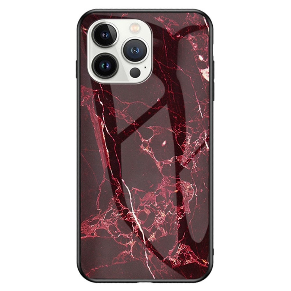 iPhone 14 Pro Max Hülle aus gehärtetem Glas Red Marble