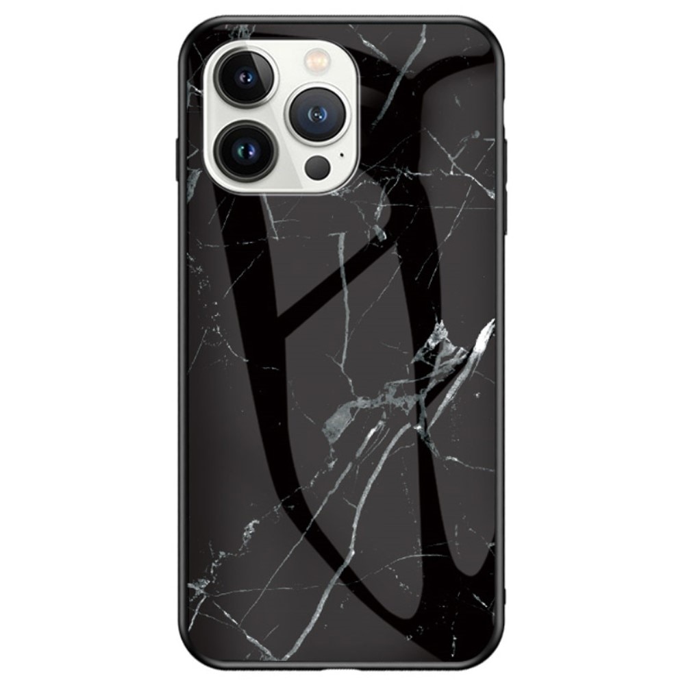 iPhone 14 Pro Max Hülle aus gehärtetem Glas Black Marble
