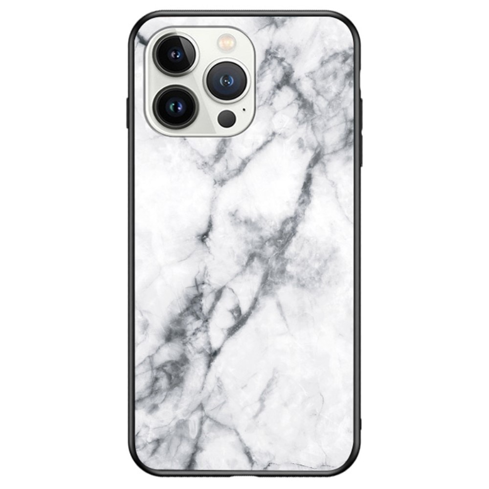 iPhone 14 Pro Max Hülle aus gehärtetem Glas White Marble