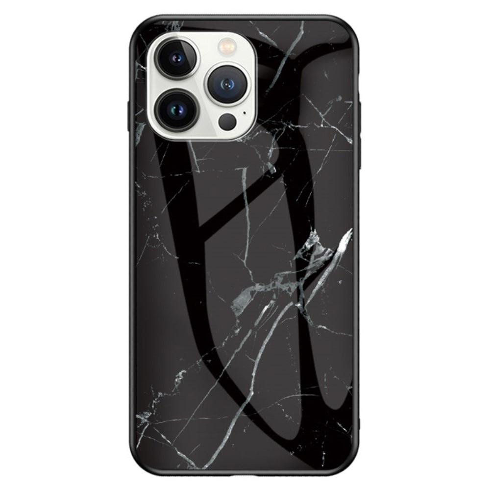 iPhone 14 Pro Hülle aus gehärtetem Glas Black Marble