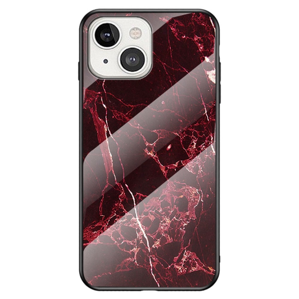 iPhone 14 Hülle aus gehärtetem Glas Red Marble