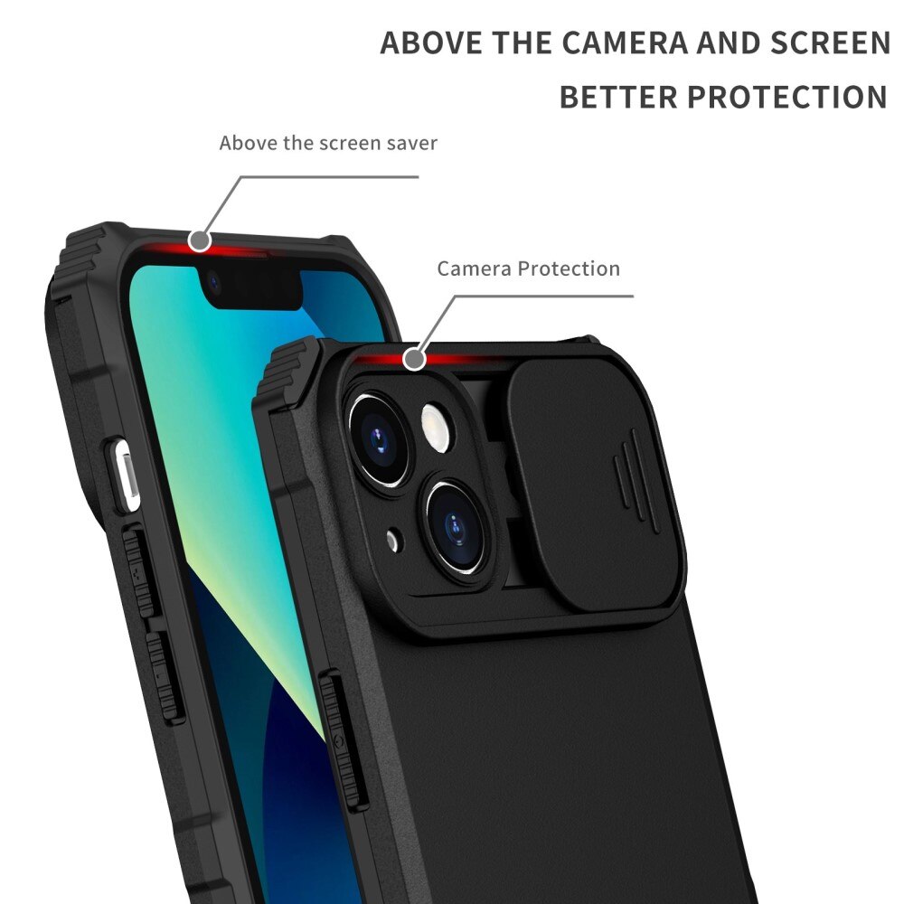 Apple iPhone 14 Plus Kickstand Handyhülle mit Kameraabdeckung Schwarz