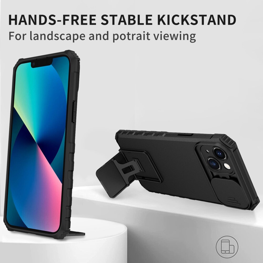Apple iPhone 14 Plus Kickstand Handyhülle mit Kameraabdeckung Schwarz