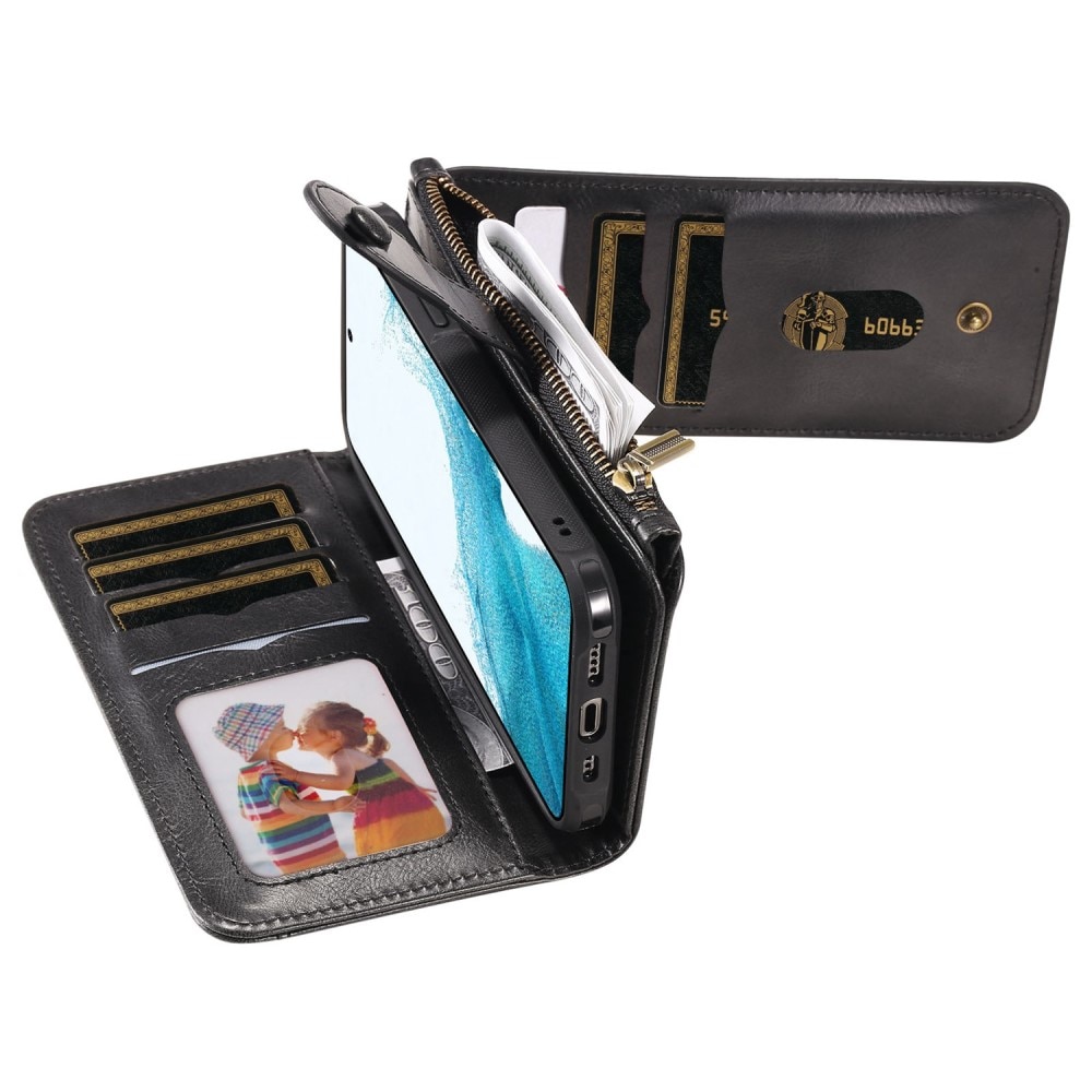 Samsung Galaxy S22 Magnet Leather Multi-Wallet Schwarz