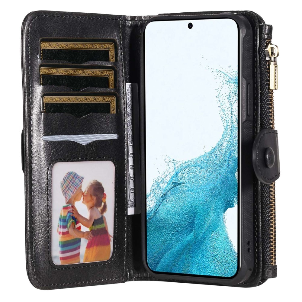 Samsung Galaxy S22 Magnet Leather Multi-Wallet Schwarz
