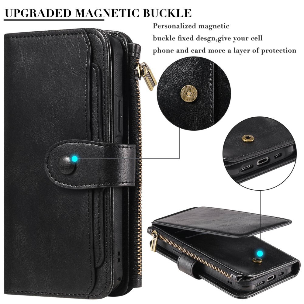 Samsung Galaxy S22 Magnet Leather Multi-Wallet Schwarz