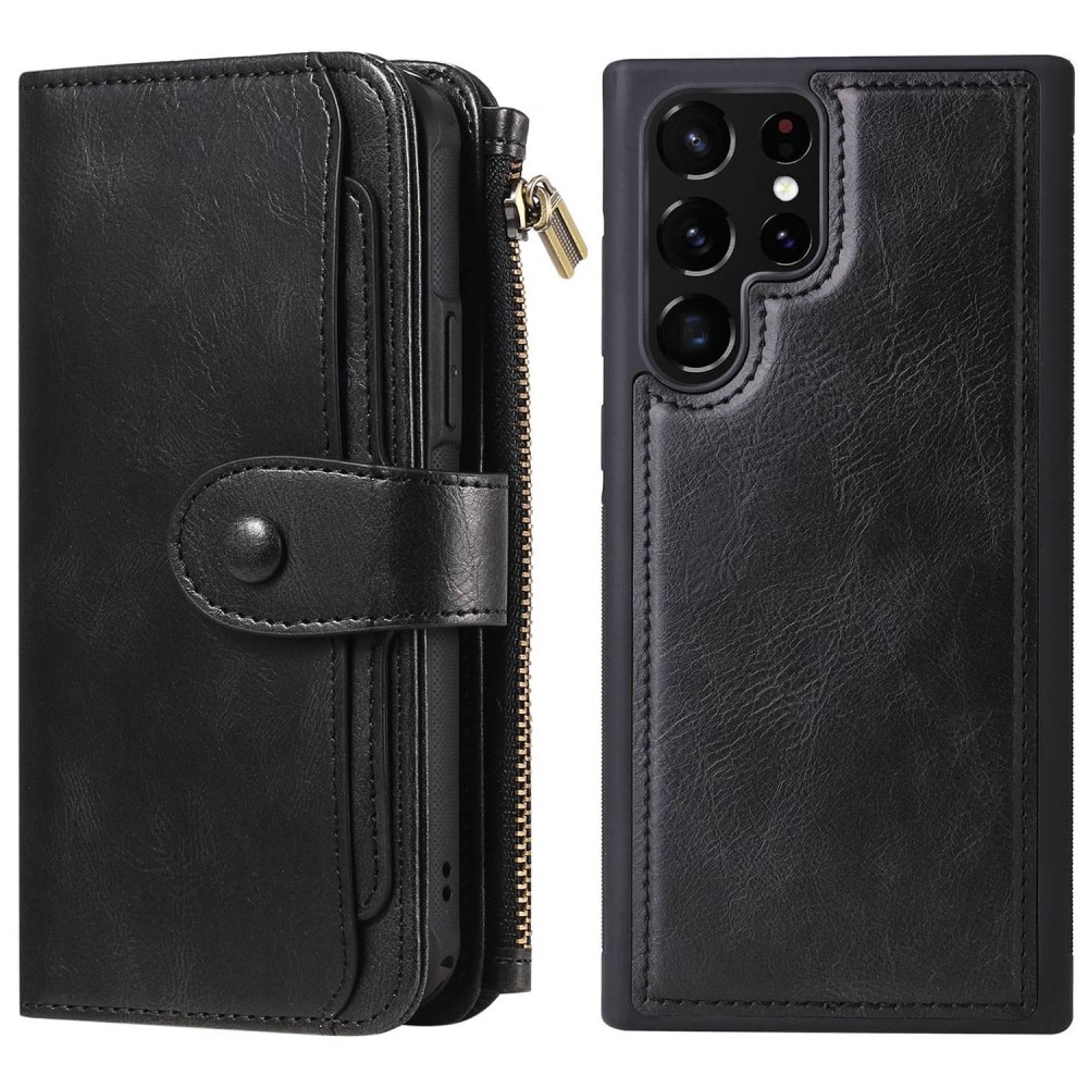 Samsung Galaxy S22 Ultra Magnet Leather Multi-Wallet Schwarz