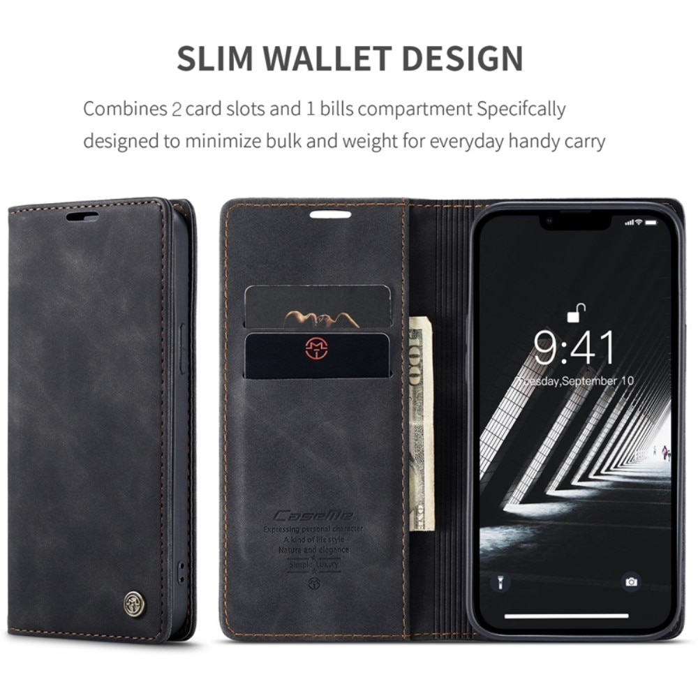 Slim Portemonnaie-Hülle iPhone 14 Plus Schwarz