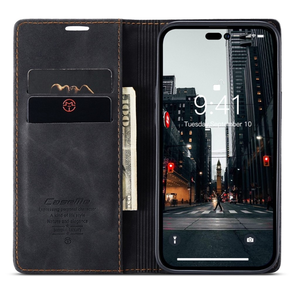 Slim Portemonnaie-Hülle iPhone 14 Pro Schwarz