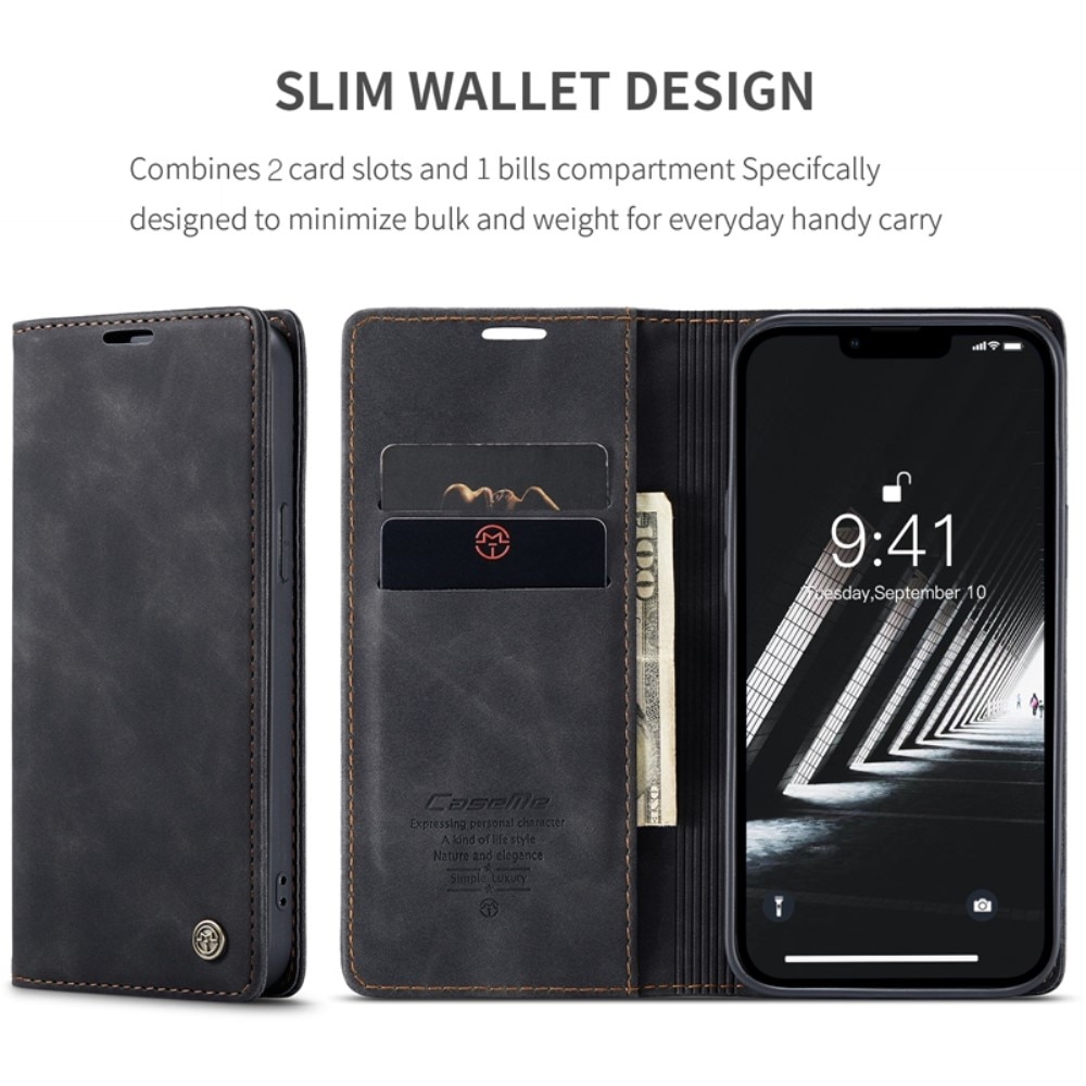 Slim Portemonnaie-Hülle iPhone 14 Schwarz