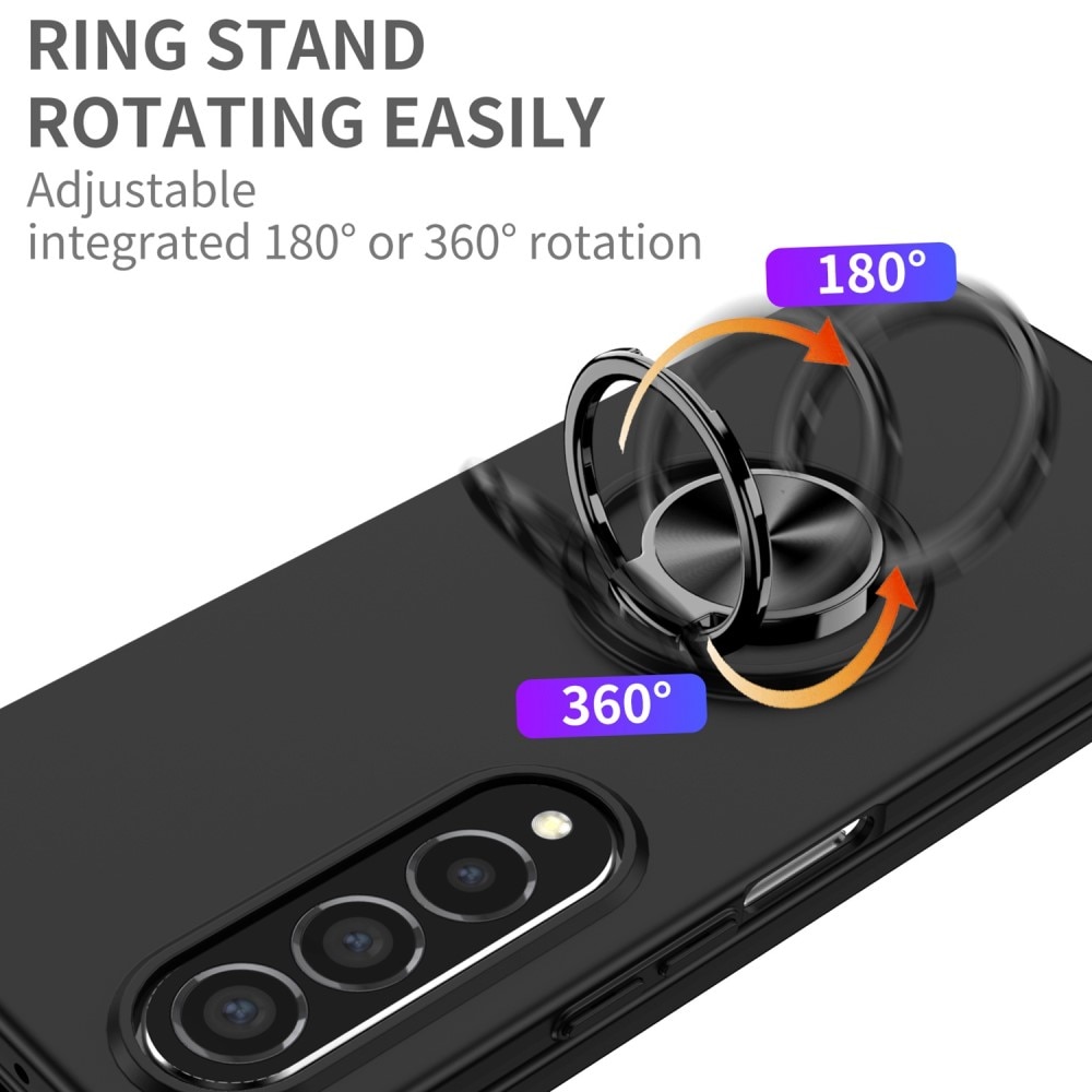 Samsung Galaxy Z Fold 4 Hülle Magnetische Ringhalter Schwarz