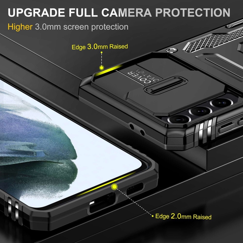 Samsung Galaxy S21 Hybrid-Hülle Tech Ring+Kameraschutz Schwarz