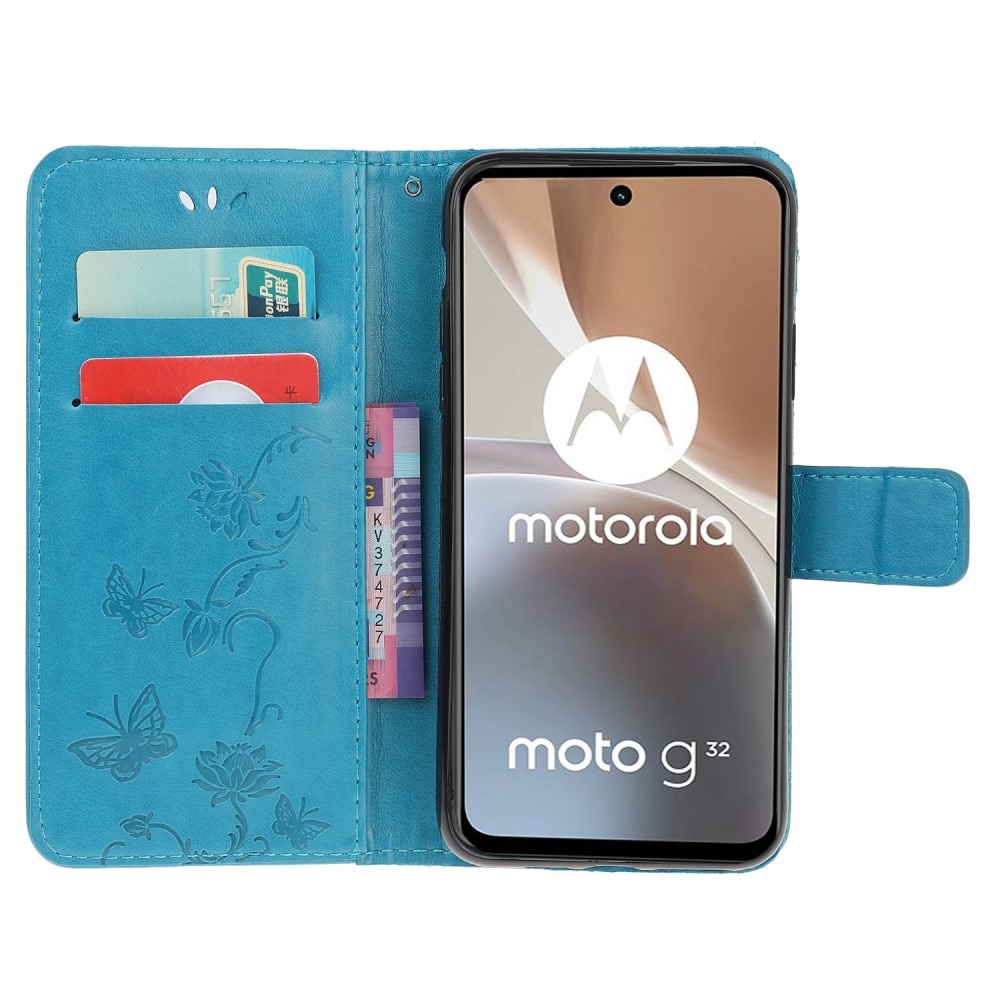 Motorola Moto G32 Handyhülle mit Schmetterlingsmuster, blau