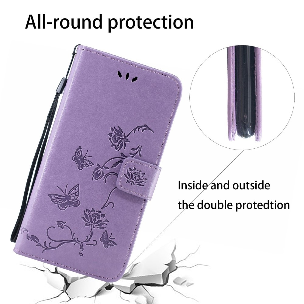Motorola Moto G32 Handyhülle mit Schmetterlingsmuster, lila