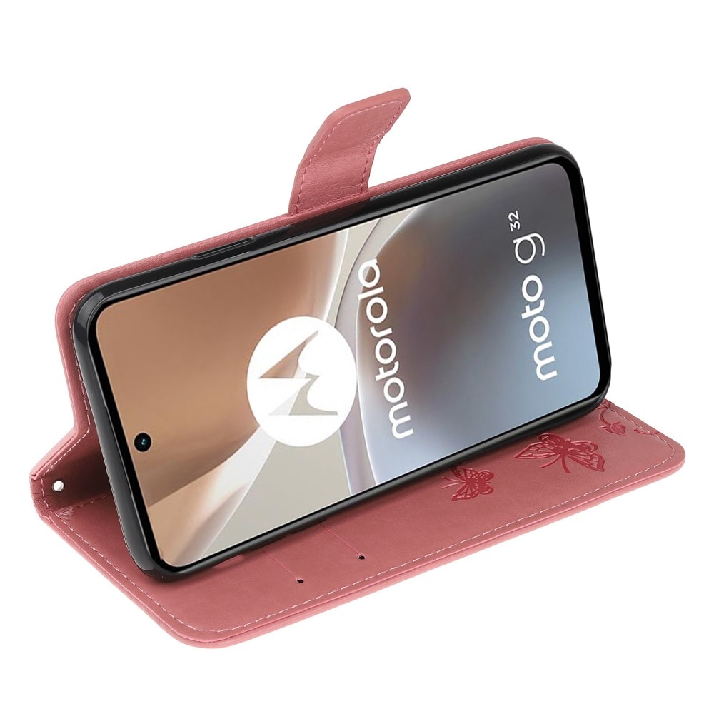 Motorola Moto G32 Handyhülle mit Schmetterlingsmuster, rosa