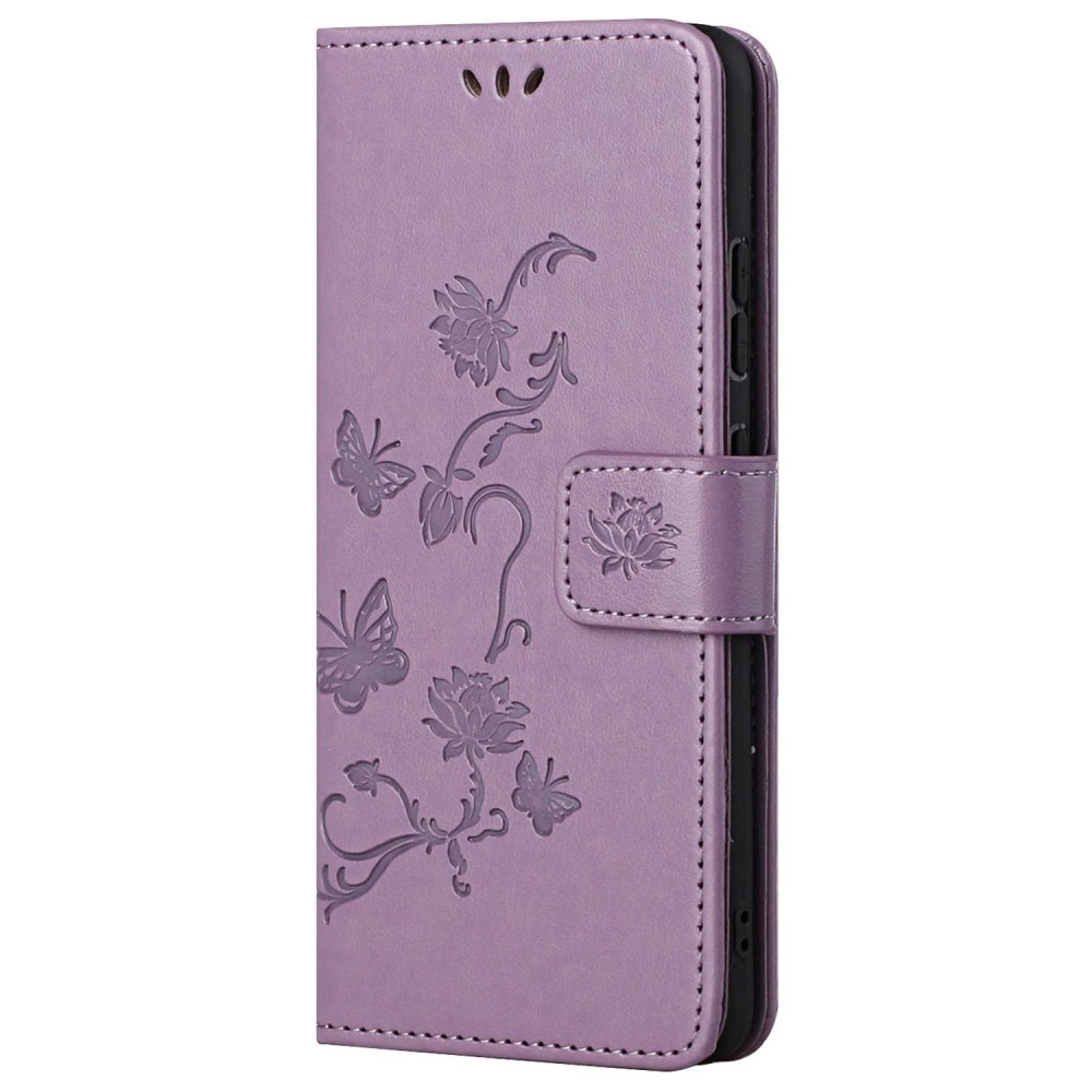 Motorola Moto G62 Handyhülle mit Schmetterlingsmuster, lila