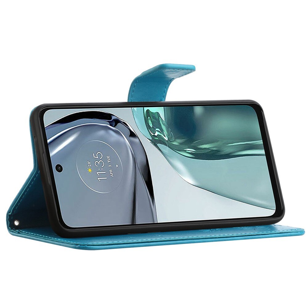 Motorola Moto G62 Handyhülle mit Schmetterlingsmuster, Blau
