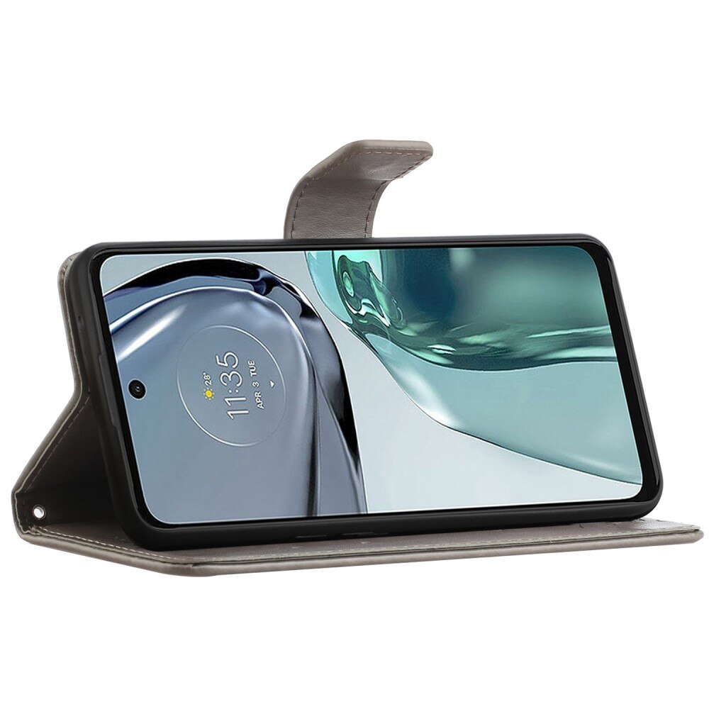 Motorola Moto G62 Handyhülle mit Schmetterlingsmuster, grau