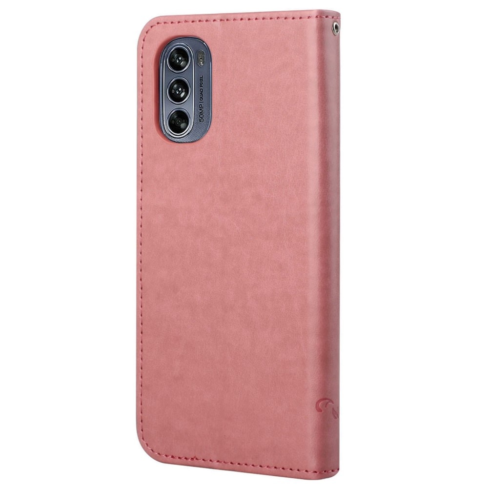 Motorola Moto G62 Handyhülle mit Schmetterlingsmuster, rosa