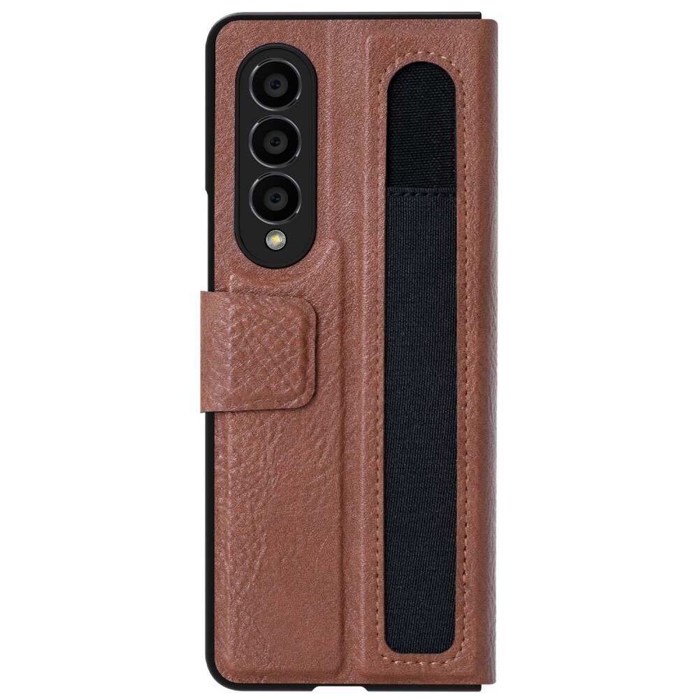 Leather Case with Pen Slot Samsung Galaxy Z Fold 4 Braun