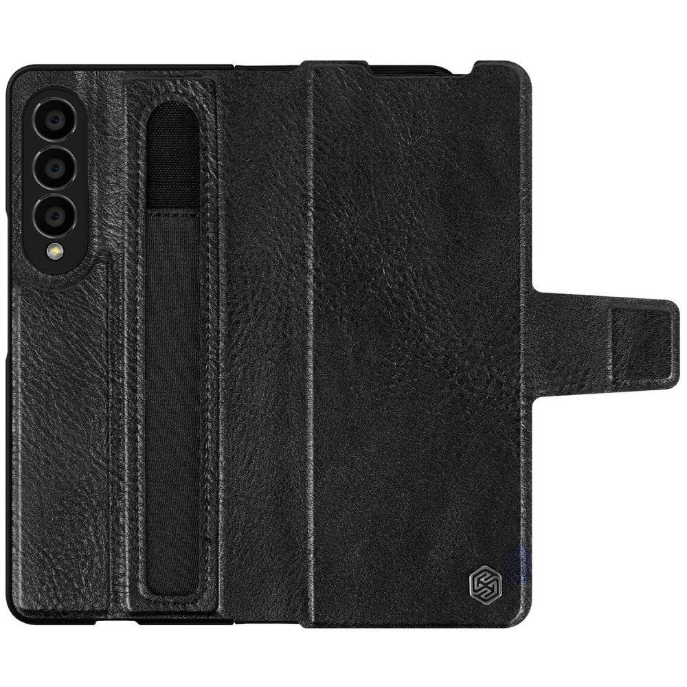 Leather Case with Pen Slot Samsung Galaxy Z Fold 4 Schwarz