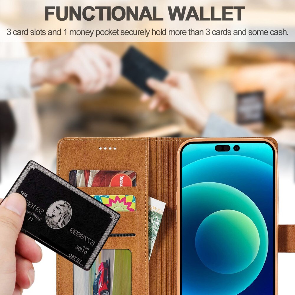 Portemonnaie-Hülle iPhone 14 Plus Cognac