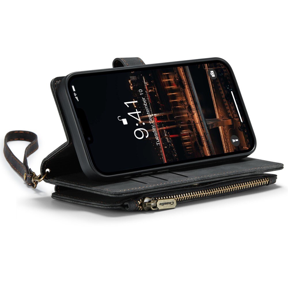Zipper Portemonnaie-Hülle Apple iPhone 14 Plus Schwarz