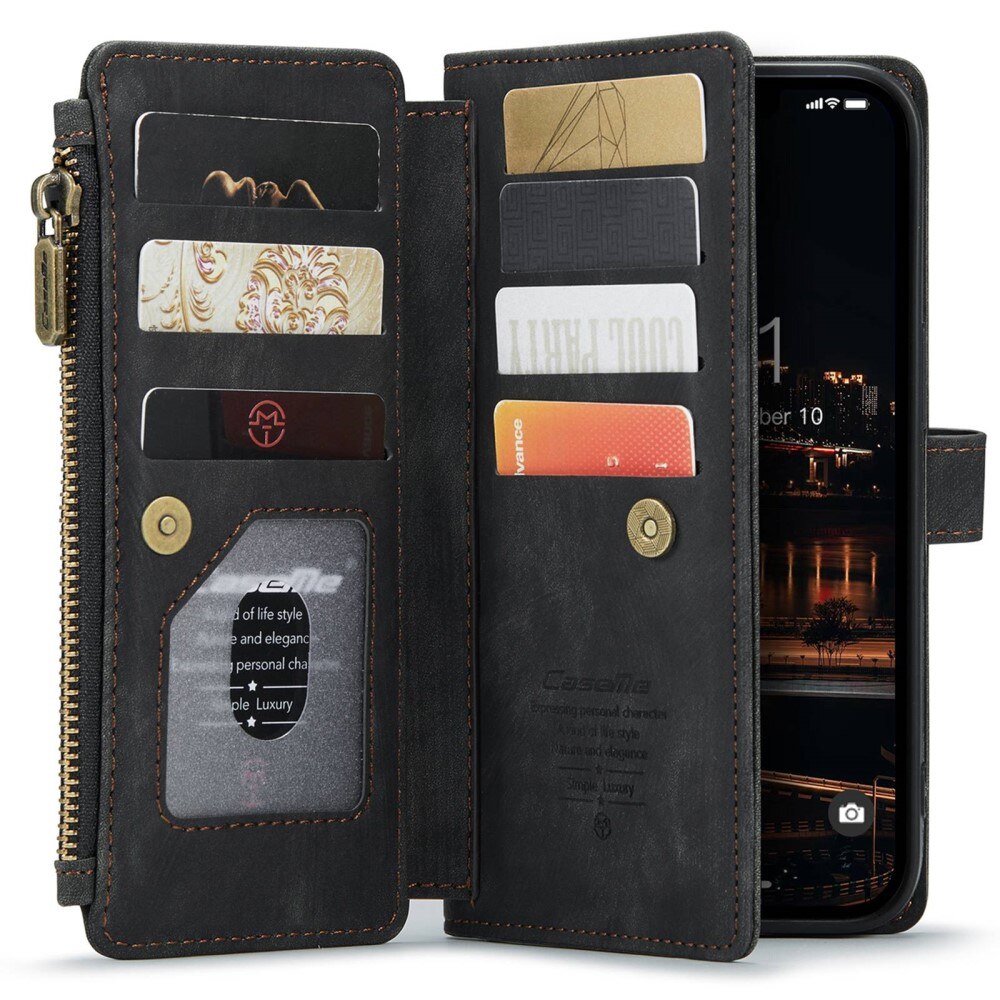 Zipper Portemonnaie-Hülle Apple iPhone 14 Plus Schwarz