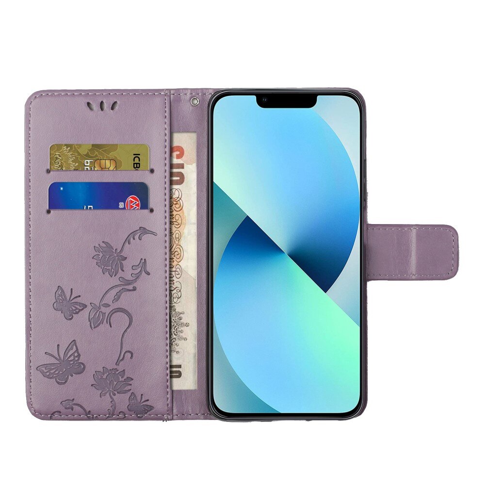 iPhone 14 Pro Handyhülle mit Schmetterlingsmuster, Lila