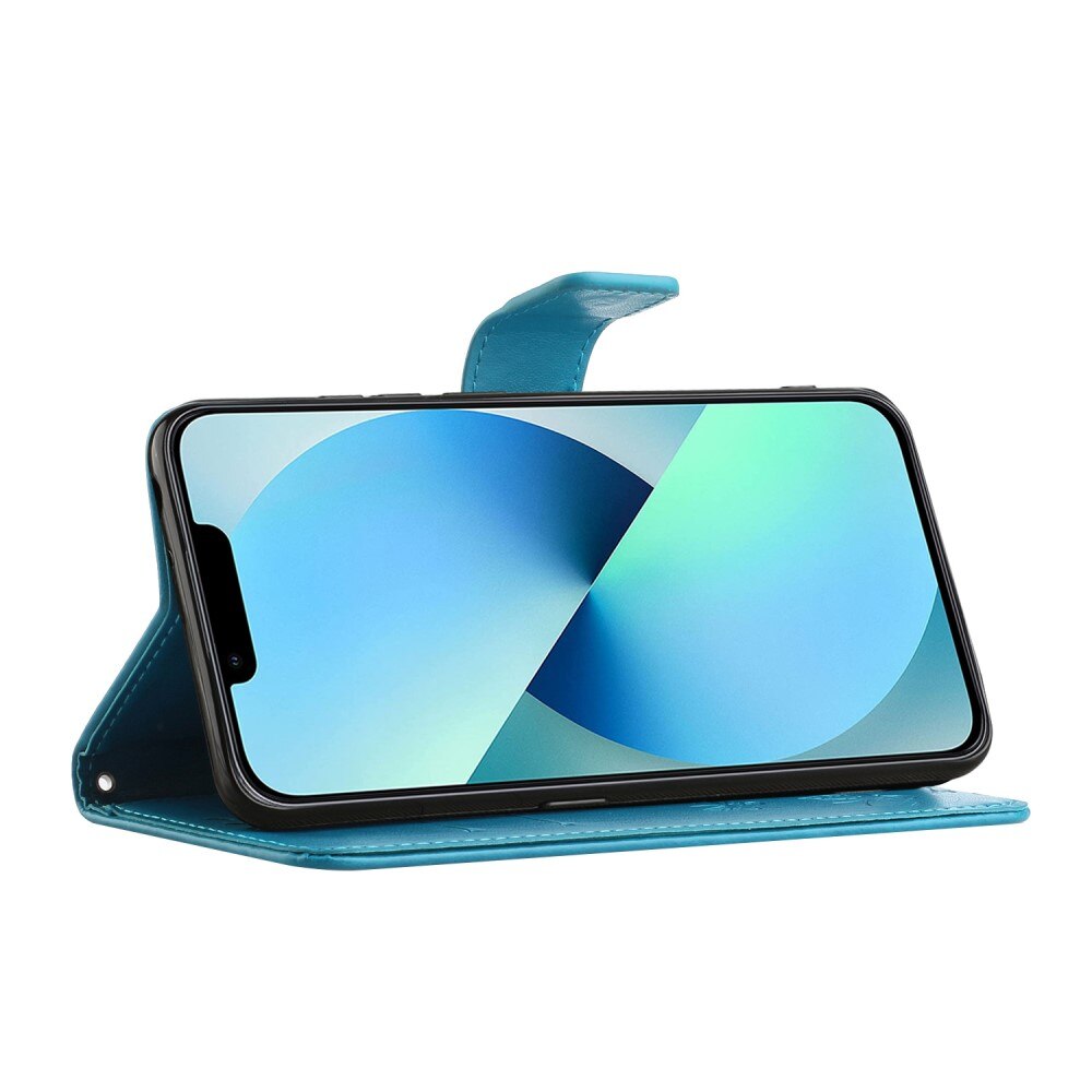 iPhone 14 Pro Handyhülle mit Schmetterlingsmuster, blau