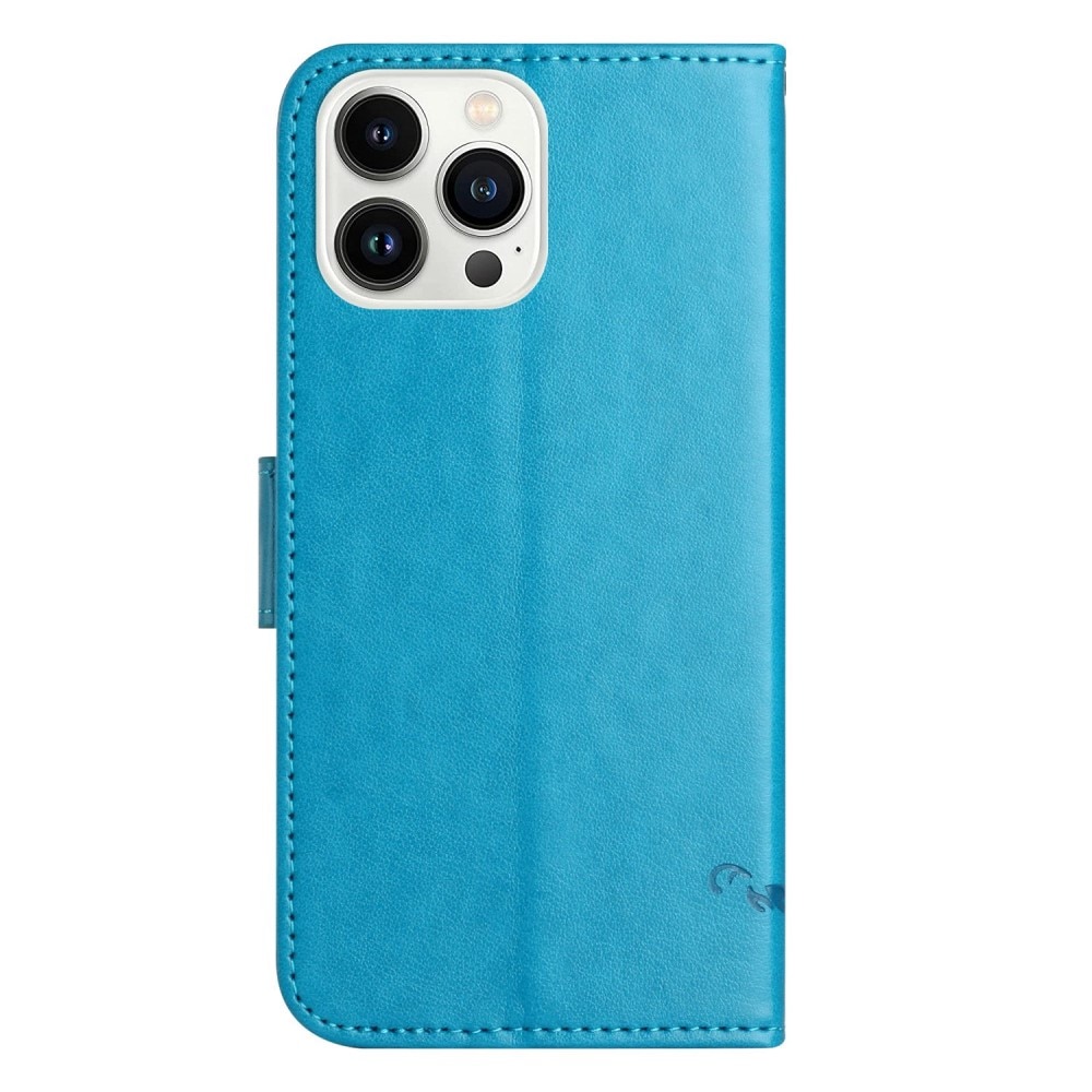 iPhone 14 Pro Handyhülle mit Schmetterlingsmuster, blau