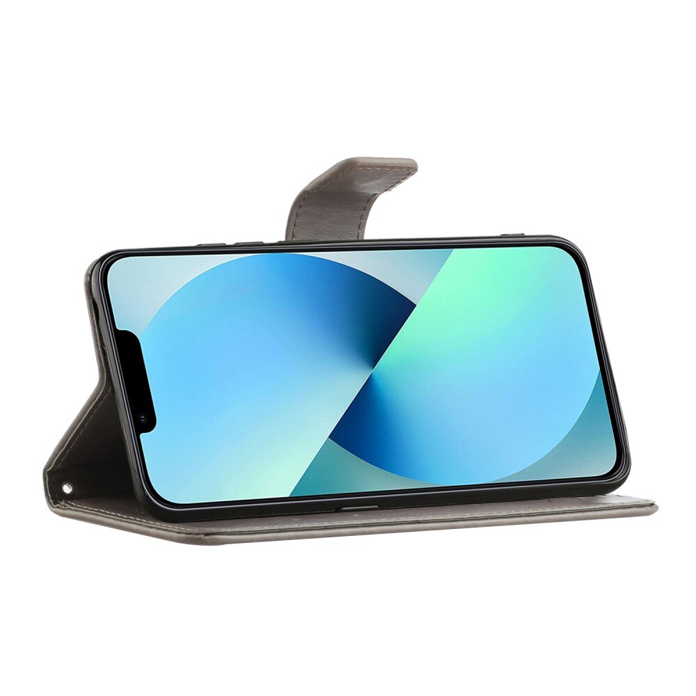 iPhone 14 Pro Handyhülle mit Schmetterlingsmuster, Grau