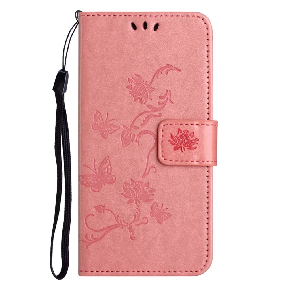 iPhone 14 Pro Handyhülle mit Schmetterlingsmuster, rosa