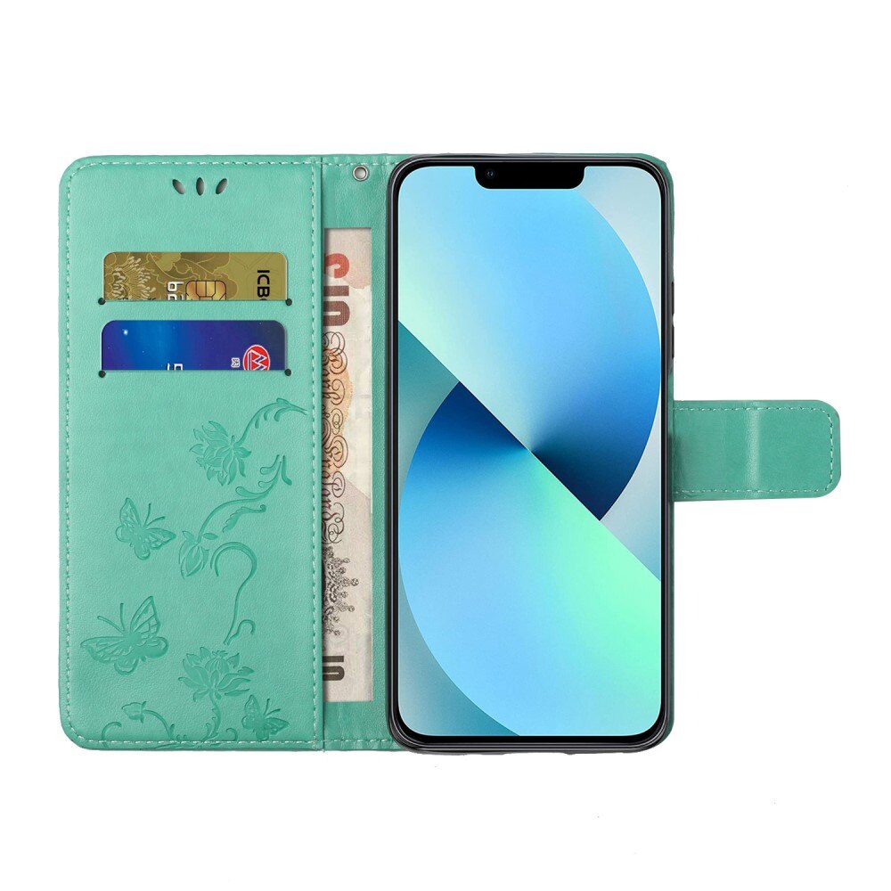 iPhone 14 Plus Handyhülle mit Schmetterlingsmuster, Grün