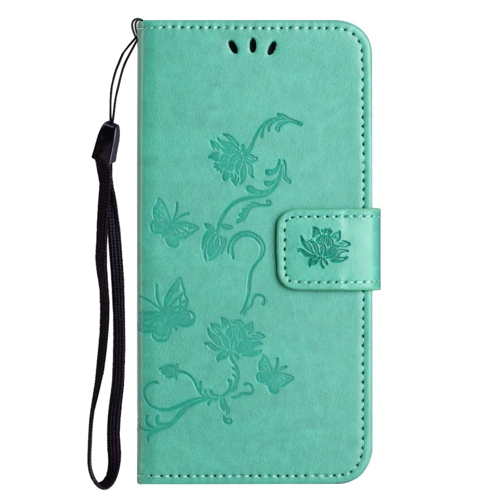 iPhone 14 Plus Handyhülle mit Schmetterlingsmuster, grün