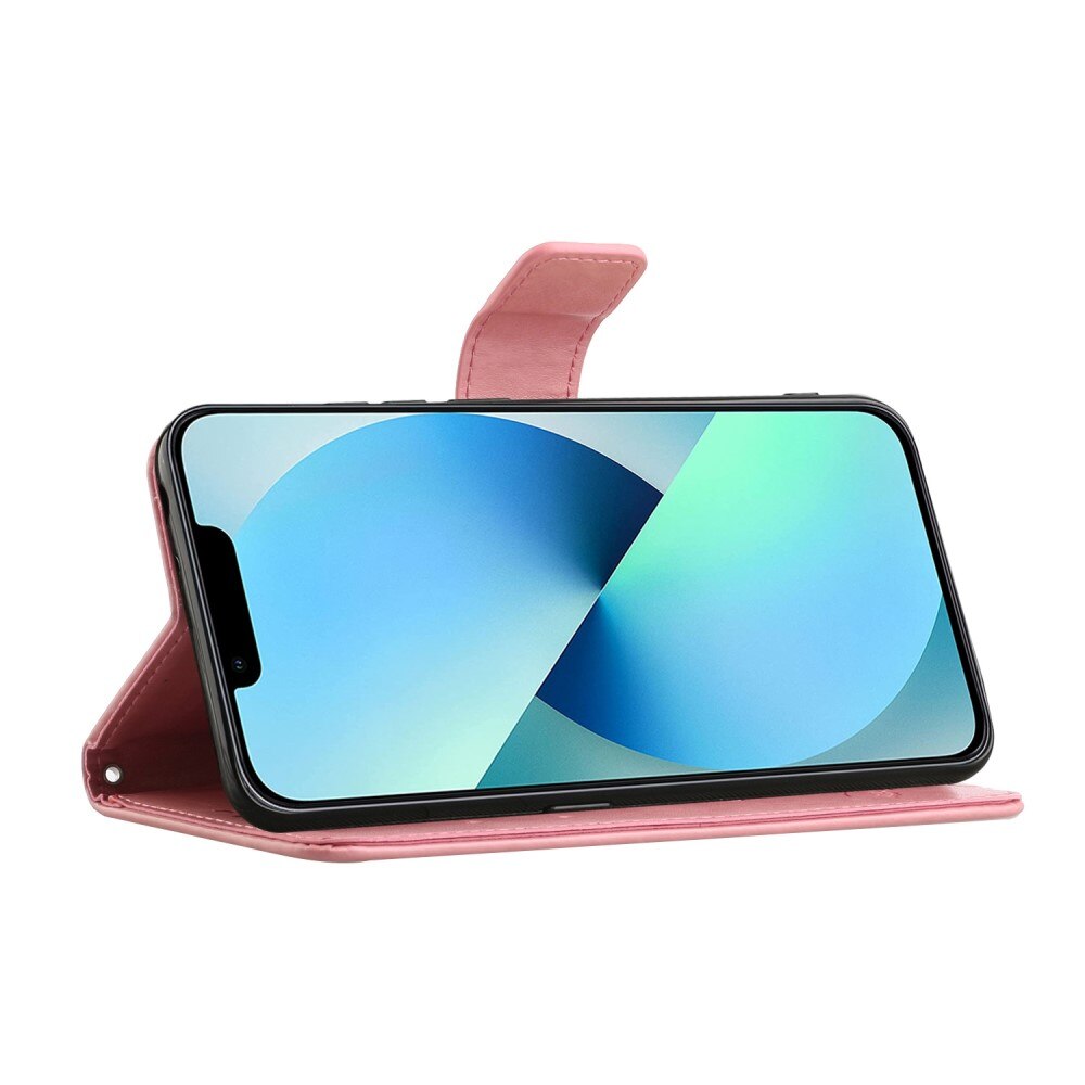 iPhone 14 Plus Handyhülle mit Schmetterlingsmuster, Rosa