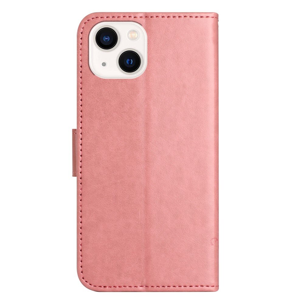 iPhone 14 Plus Handyhülle mit Schmetterlingsmuster, Rosa