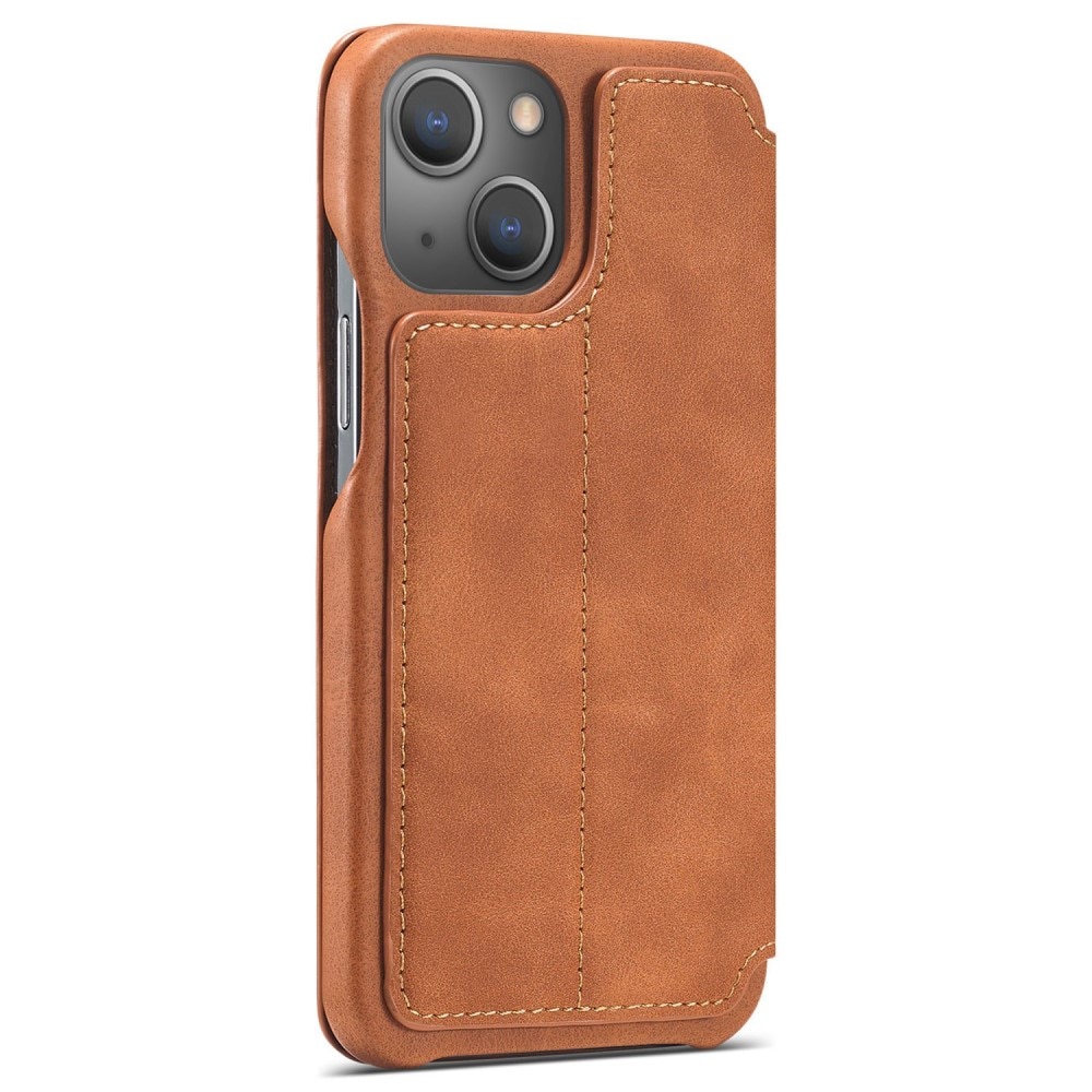 Slim Portemonnaie-Hülle iPhone 14 Cognac