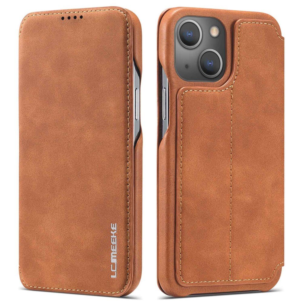 Slim Portemonnaie-Hülle iPhone 14 Plus Cognac