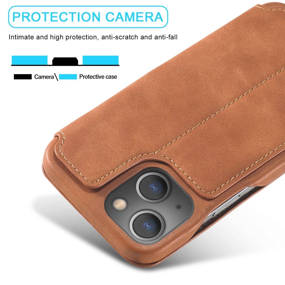 Slim Portemonnaie-Hülle iPhone 14 Plus Cognac