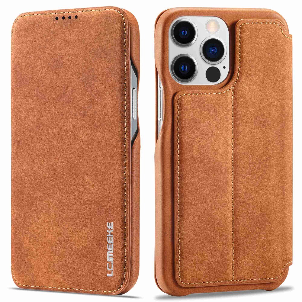 Slim Portemonnaie-Hülle iPhone 14 Pro Cognac