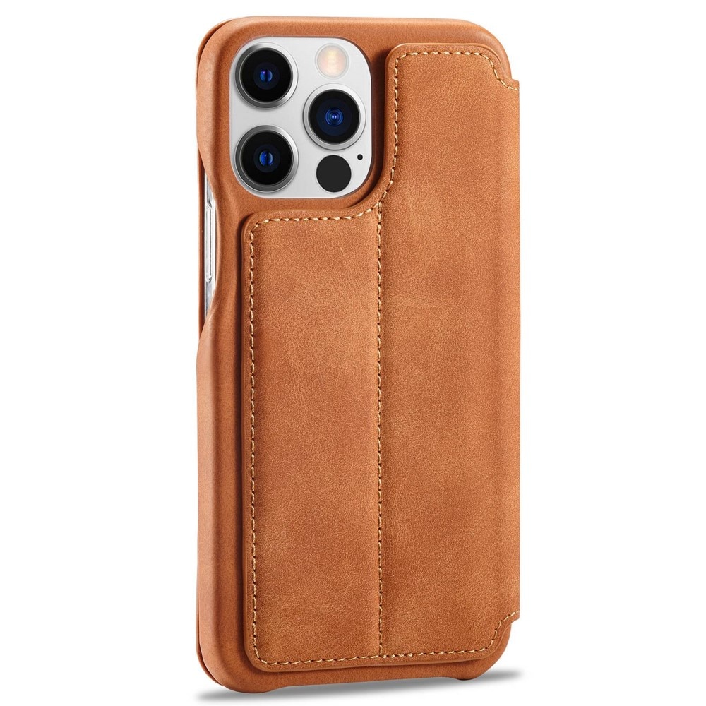 Slim Portemonnaie-Hülle iPhone 14 Pro Max Cognac