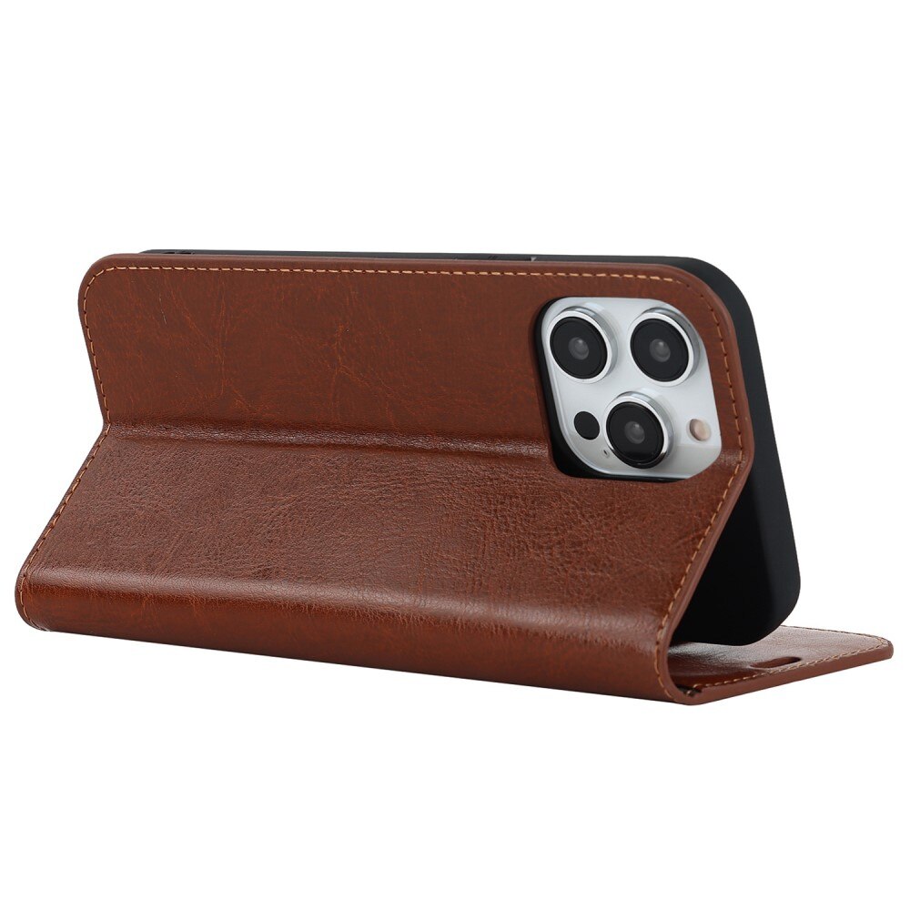 iPhone 14 Pro Handytasche aus Echtem Leder Braun