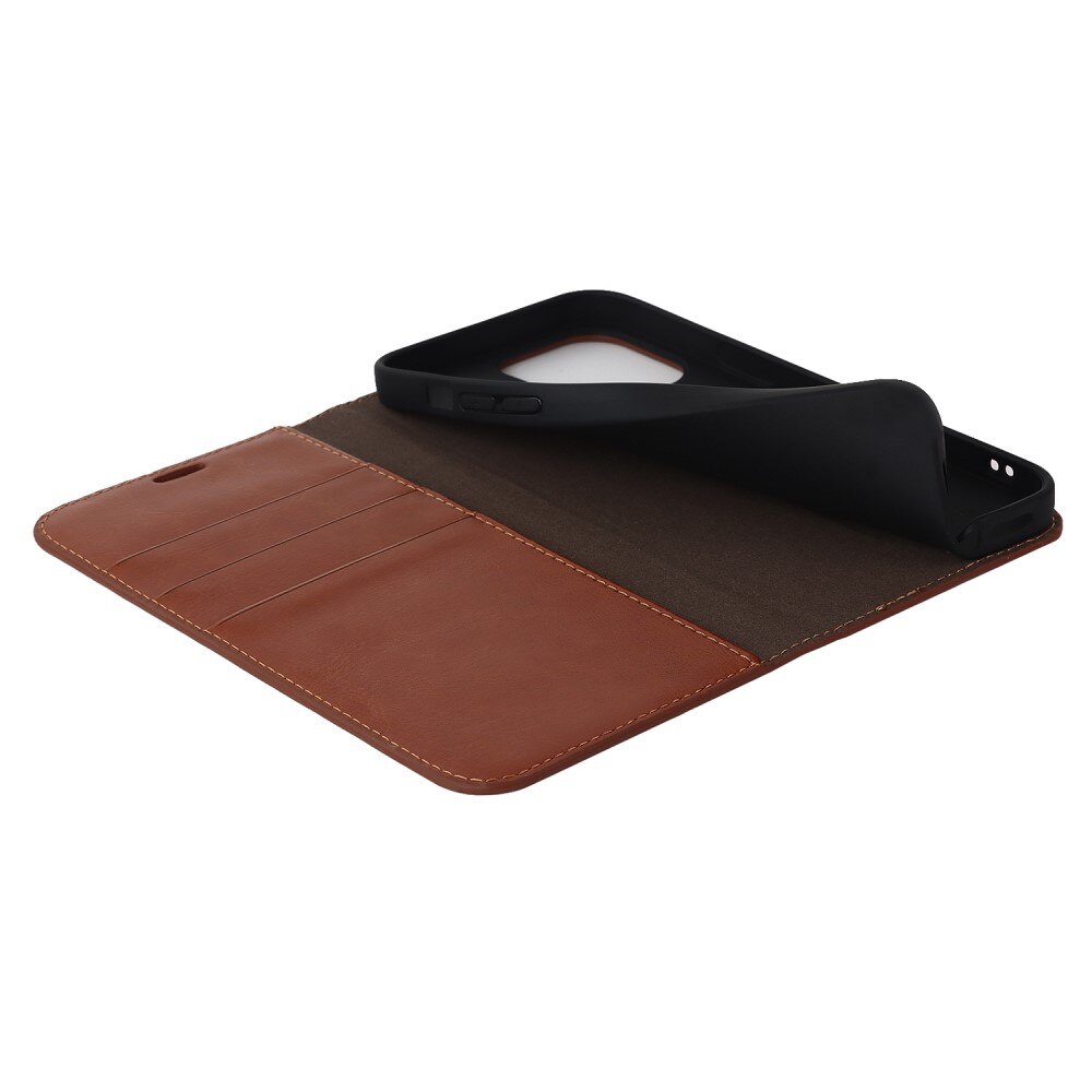 iPhone 14 Pro Handytasche aus Echtem Leder Braun