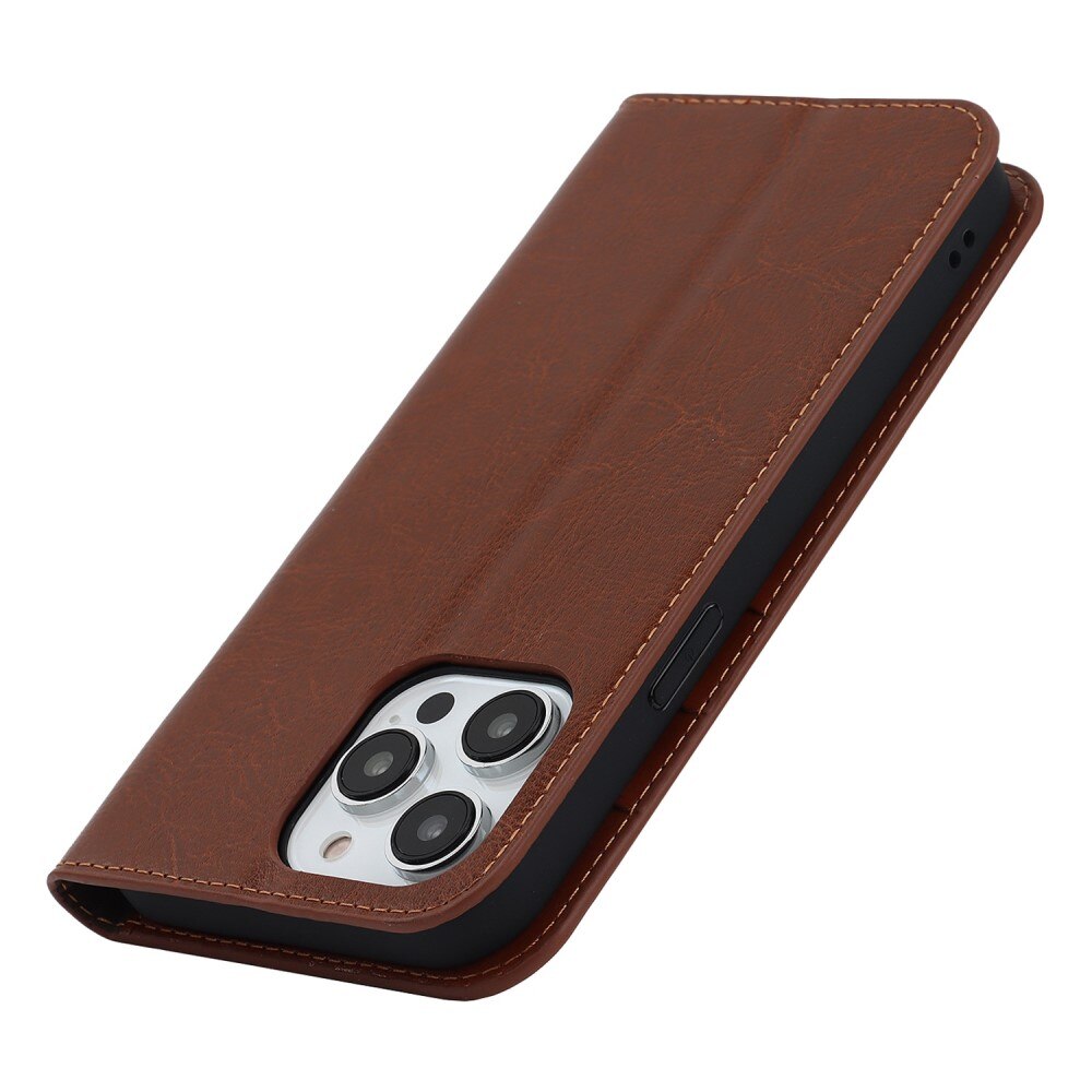 iPhone 14 Pro Handytasche aus Echtem Leder Braun