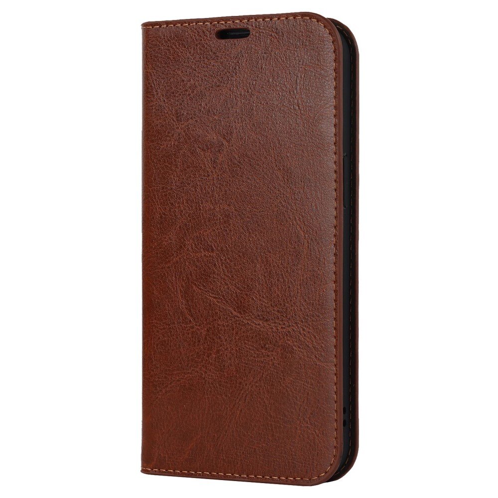 iPhone 14 Pro Handytasche aus Echtem Leder Braun
